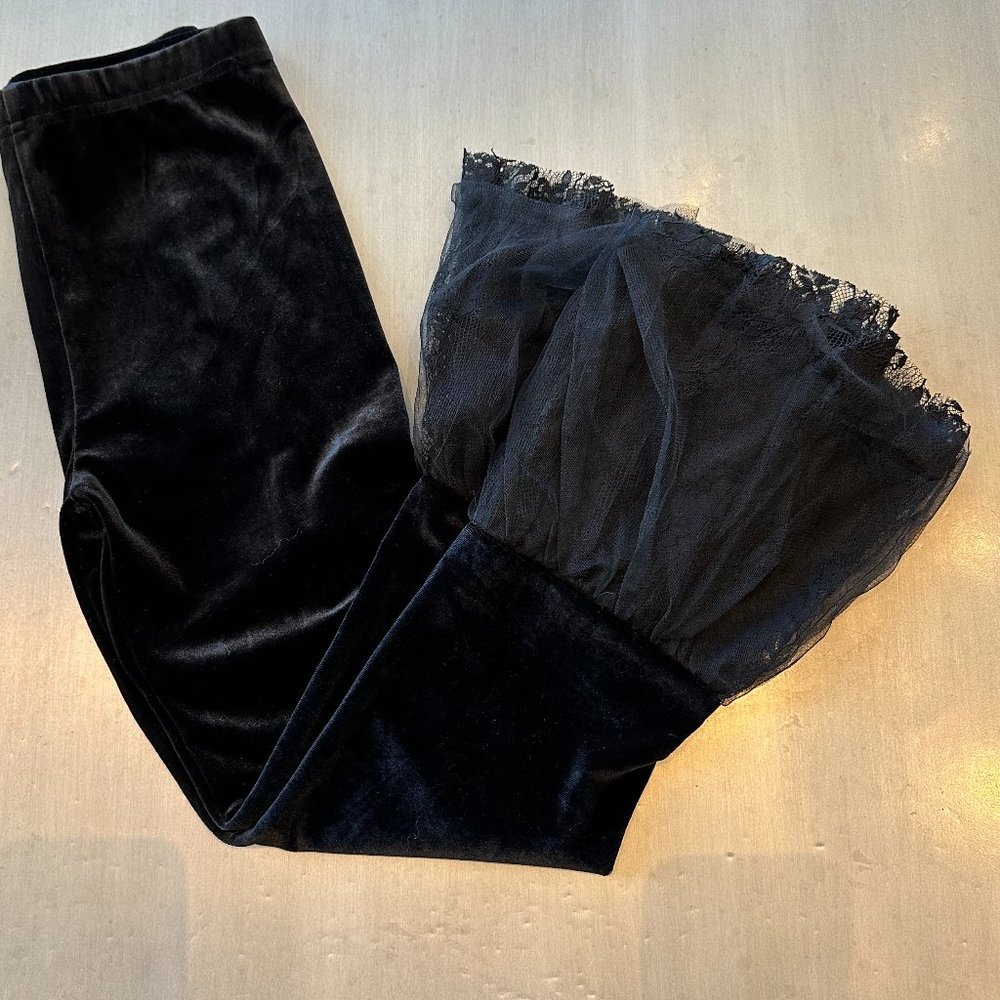 Elegant Black Kids Leggings with Lace Detail